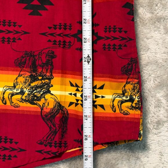 Ariat Western Aztec Red Black Cowboy Horses Rodeo Button Down Shirt Mens XXL - Picture 8 of 14